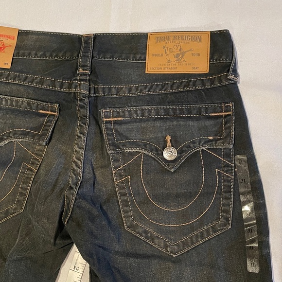 True Religion Men's NWT FEJD DIRTY BARN color Jeans straight flap style #101098 - Picture 4 of 14